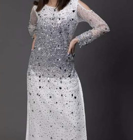 Kiran Haq White net sequins