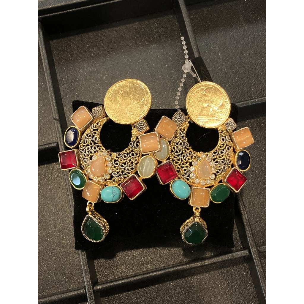 Perahun Colourful Earings with Coin- 23162012