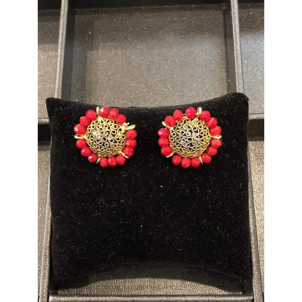 Perahun Gold with red stud earings- 35507