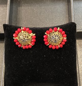 Perahun Gold with red stud earings- 35507