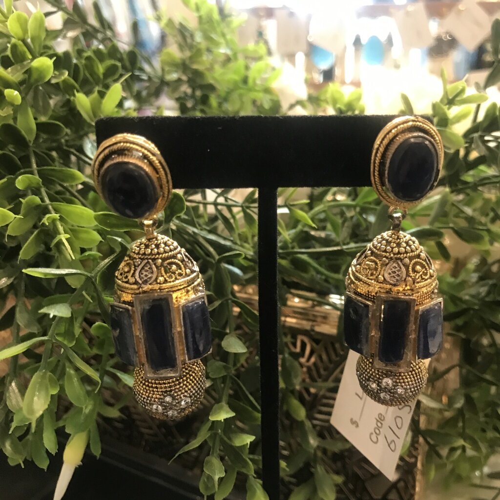 Perahun Gold with sapphire earing- 610503