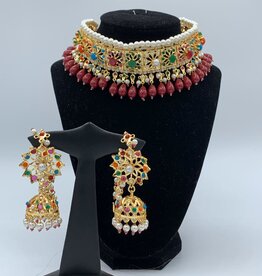 Perahun Hyderabadi square ruby choker set -PRB12