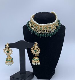 Perahun Hyderabadi emerald flower jaraweelacha set- PRB05