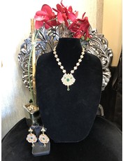 Perahun Circular Gold and Emerald necklace set-23366812