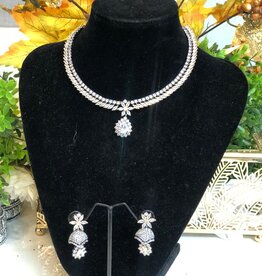 Perahun Dull silver  necklace set- 2330012