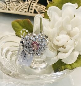 Nadia Chhotani Silver band with diamond and pink ring - IN397