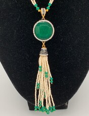 Perahun Turkish white beads green necklace - TK05