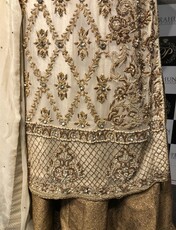 Perahun Offwhite and copper farshi gharara suit- Medium