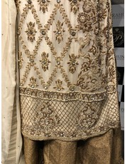 Perahun Offwhite and copper farshi gharara suit- Medium