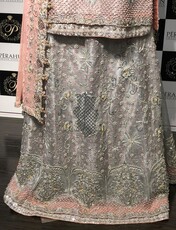 Perahun Grey and Tea pink mysori bridal Lehnga and shirt - size Medium