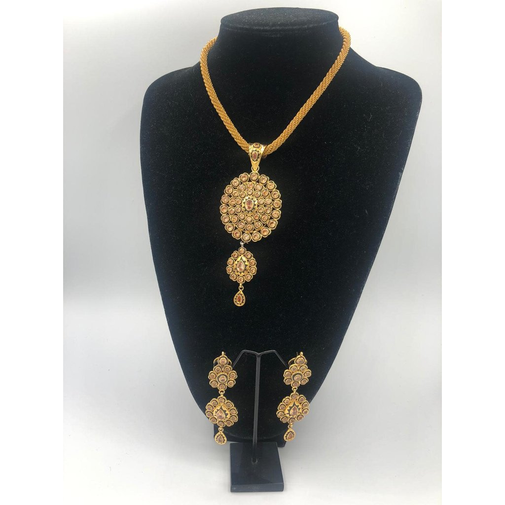 Nadia Chhotani Bronze gem necklace and earring set - ST384