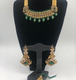 Nadia Chhotani Green and gold choker set - ST1160