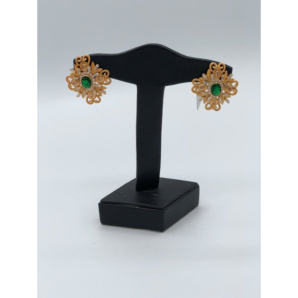 Nadia Chhotani Gold and emerald flower top - ER 2603