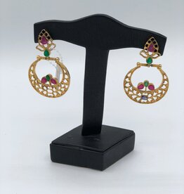 Nadia Chhotani Emerald ruby crescent earrings - ER 2060