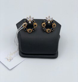 Nadia Chhotani Ring with black jewels top - ER2618