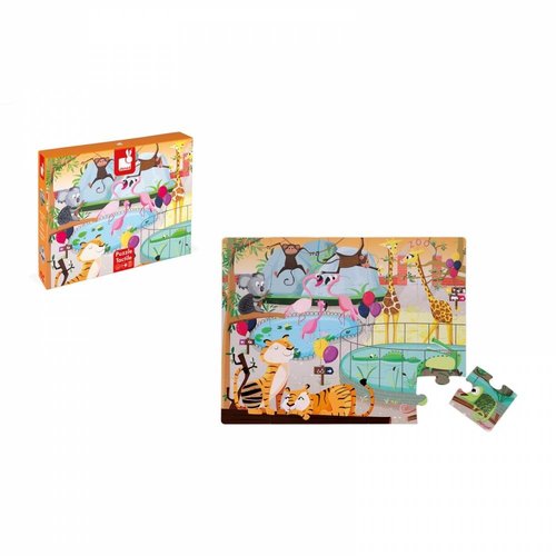 Janod 20pc Tactile Puzzle - A Day at the Zoo Janod 20pc Tactile Puzzle - A Day at the Zoo