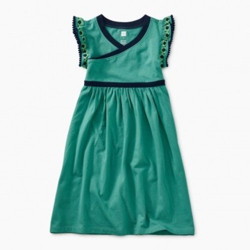 Tea Solid Wrap Neck Dress Tea Solid Wrap Neck Dress