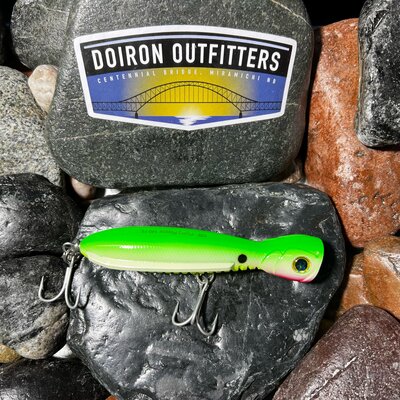 A BAND OF ANGLERS FLYING POPPER 140 LIME GLOW CHARTREUSE