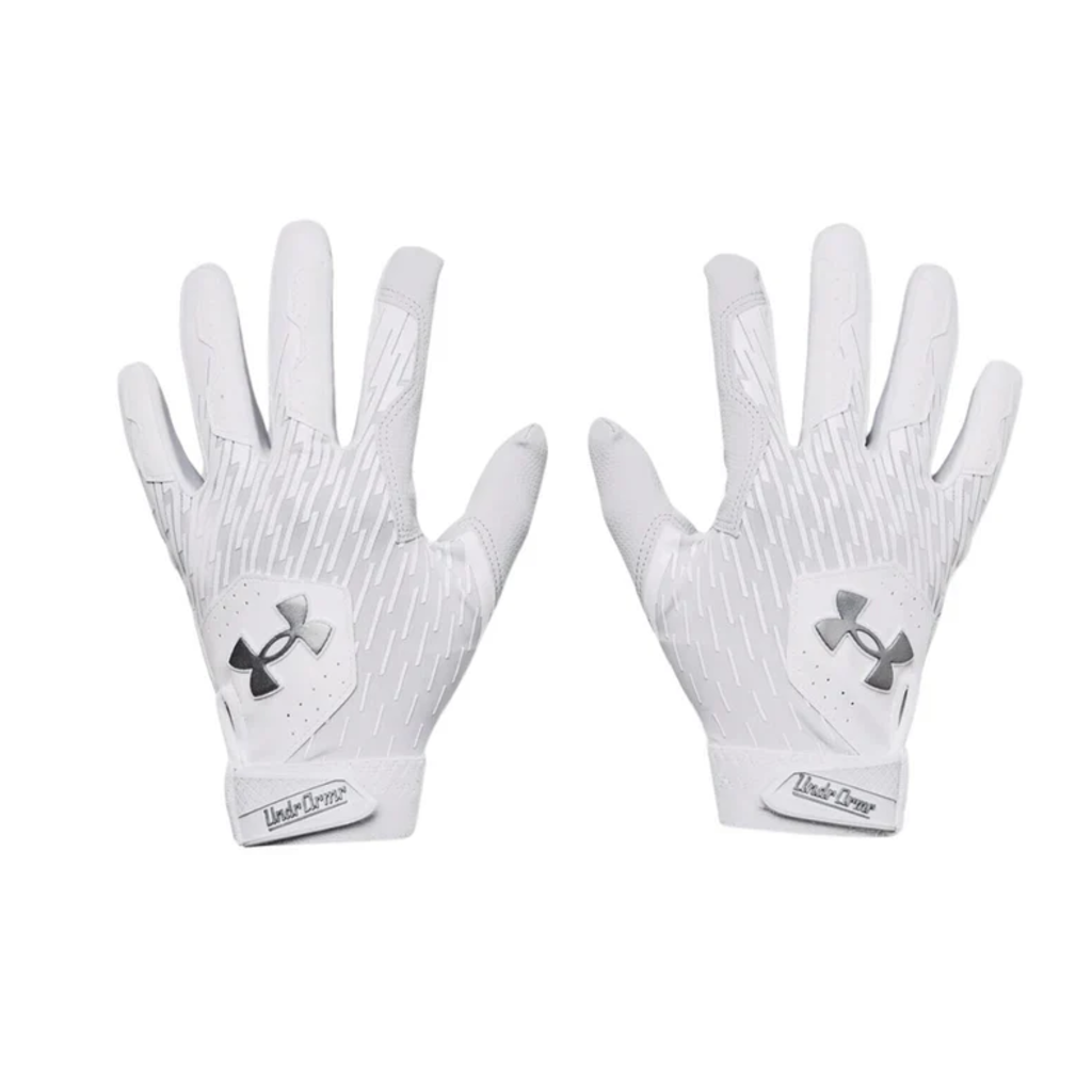 UNDERARMOUR 1378764-100 UA CLEAN UP WHT AD BATTING GLOVES