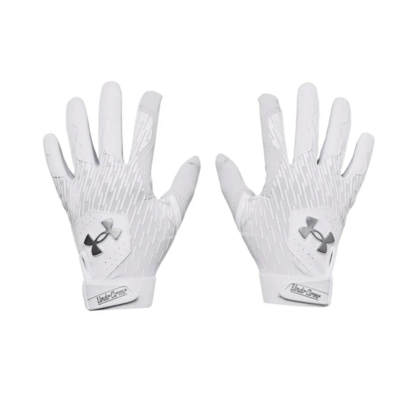 UNDERARMOUR 1378764-100 UA CLEAN UP WHT AD BATTING GLOVES