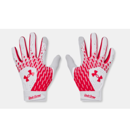 UNDERARMOUR 1378766-105 UA CLEAN UP YT WHT/RED BATTING GLOVES