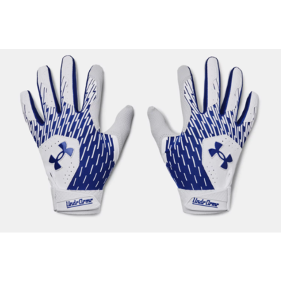 UNDERARMOUR 1378766-102 UA CLEAN UP YT WHT/BLU BATTING GLOVES