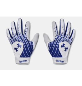 UNDERARMOUR 1378764-102 UA CLEAN UP WHT/BLU AD BATTING GLOVES