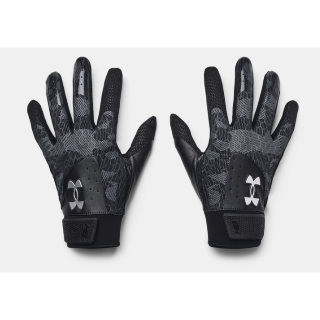 UNDERARMOUR 1378760-001 UA HARPER MENS BLACK BATTING GLOVES