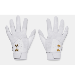 UNDERARMOUR 1378760-100 UA HARPER MENS WHITE BATTING GLOVES