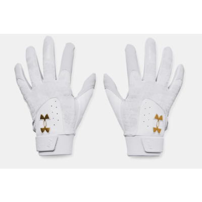 UNDERARMOUR 1378760-100 UA HARPER MENS WHITE BATTING GLOVES