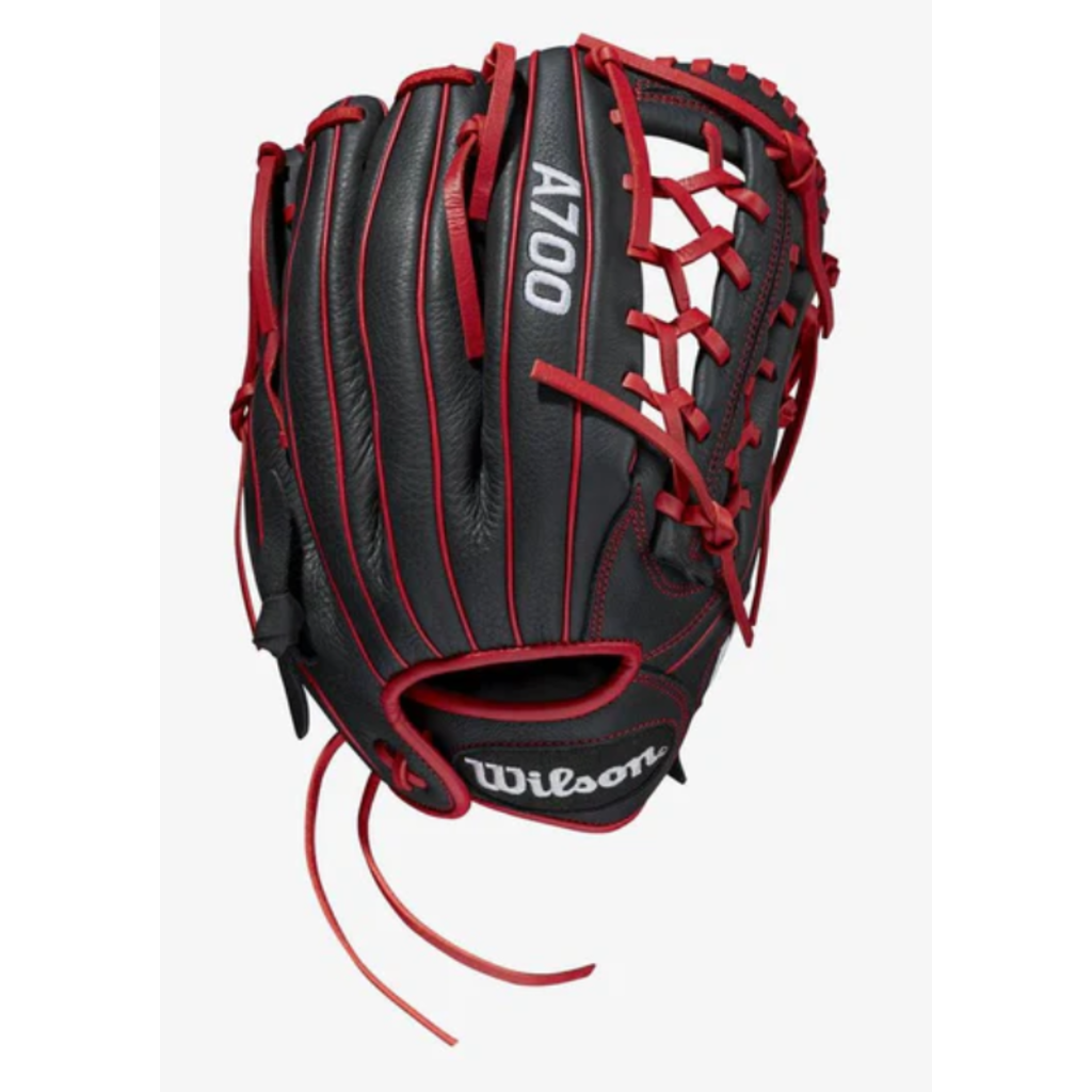 WILSON WBW10012712 WILSON A700 12" BLACK-BLACK-RED BASEBALL GLOVE