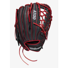 WILSON WBW10012712 WILSON A700 12" BLACK-BLACK-RED BASEBALL GLOVE