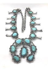 Dazzle Blue Squash Blossom Naja Necklace