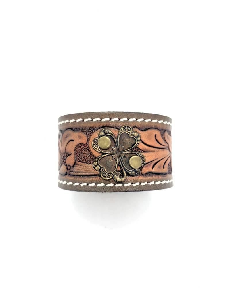 Large Leather Cuff Clover style 2