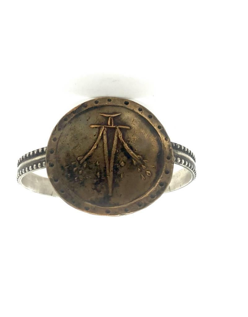 Bronze Petroglyph and Sterling Cuff