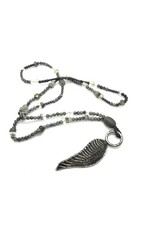 Angel Wing Necklace - Sterling/Pyrite/Hematite/Quartz/Picasso marble