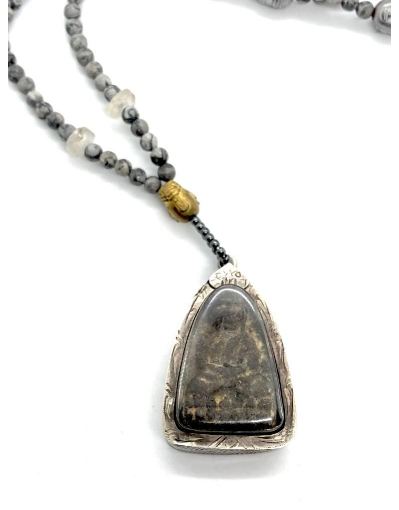 Buddha - Picasso Marble/Hematite Quartz