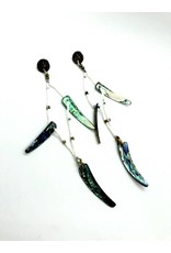 Extra long abalone and shell earrings