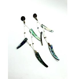 Extra long abalone and shell earrings