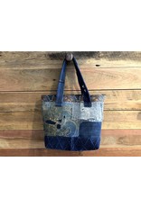 Vintage Japanese sashiko stitched indigo boro tote bag