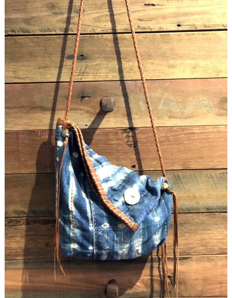 Kaia Bag Indigo Faded Stripes and Spots