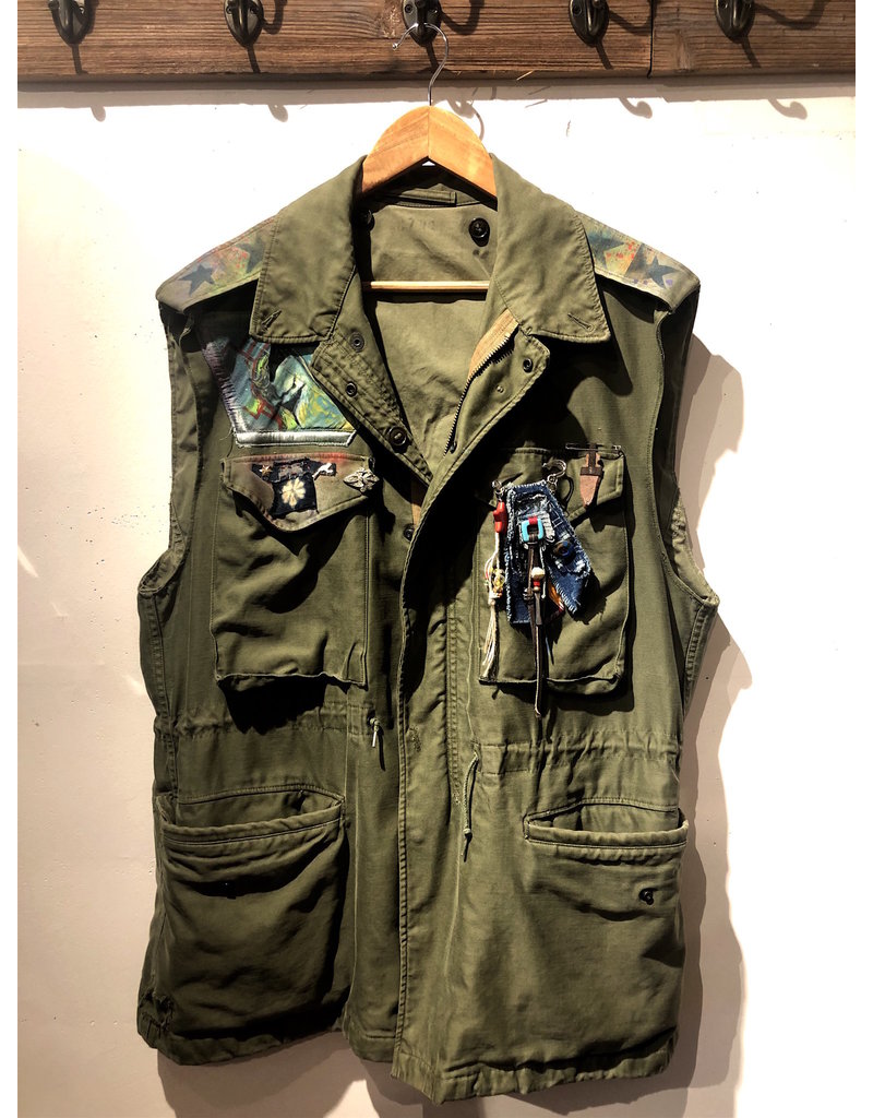 Vintage Graffiti Military Vest