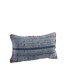 Blue Print Cushion w/Red Stitch Sml