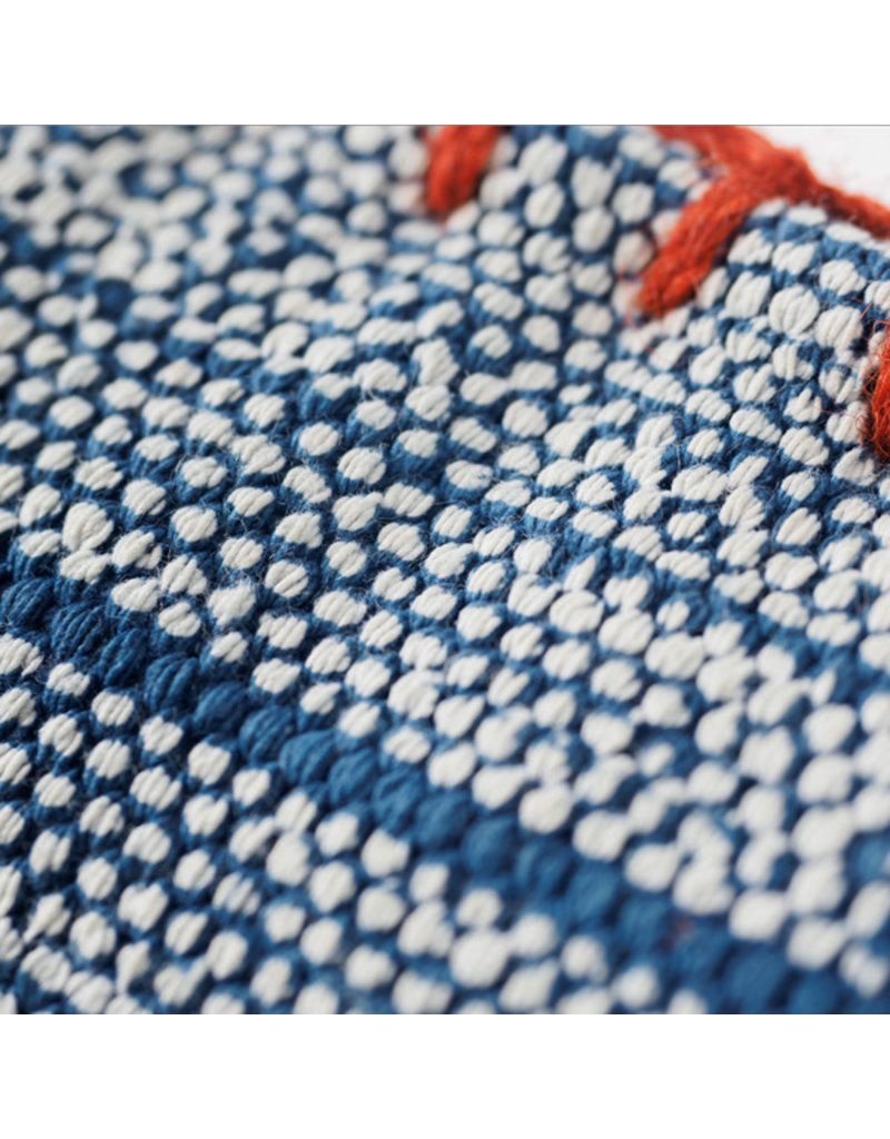 Blue Print Cushion w/Red Stitch Sml