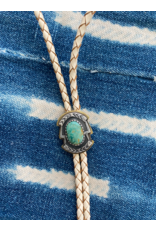 Turquoise & white Leather Bolo Tie