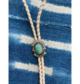 Turquoise & white Leather Bolo Tie