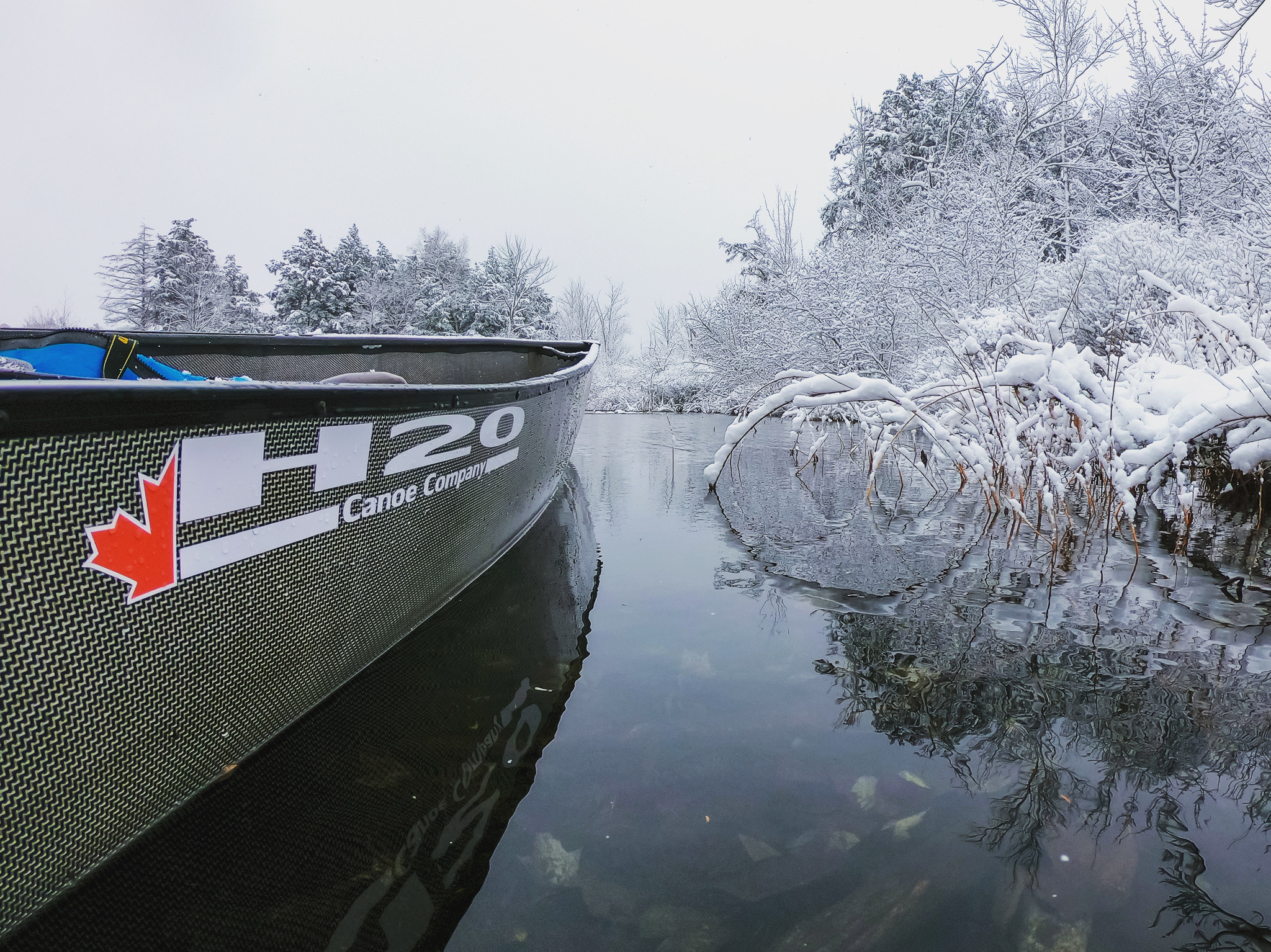 A Canoe in a winter wonderland