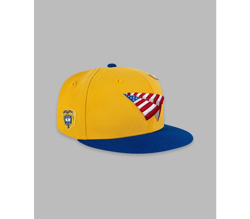 GLOBAL WARNING COLOMBIA COLORBLOCK CROWN SNAPBACK HAT 150014GRL