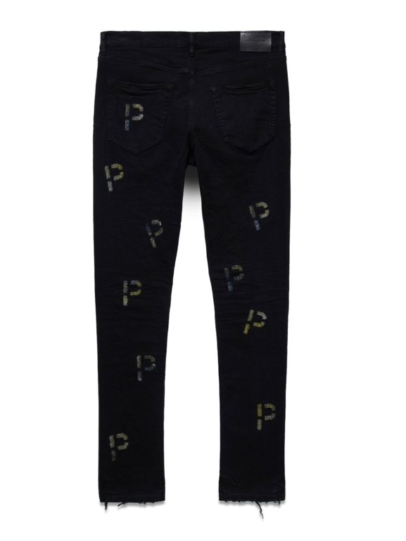 Purple Brand P001 BLACK EMBROIDERY PUNCH P PLAID JEAN P001- BEPP223