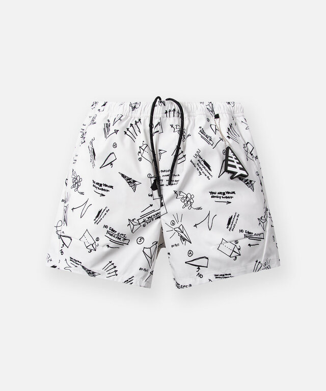 Paper Planes SKETCH PRINT SWIM TRUNKS 700014WHT